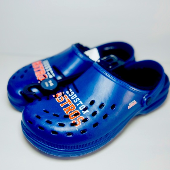Men’s Navy Blue Houston Astros Clogs - Faux Fur Lined, Size 13-14 XL - Picture 1 of 7